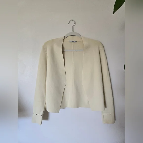 MM Lafleur Cardigan Woolf Blazer Womens Size Small Cream Open Front Jardigan - Picture 8 of 13